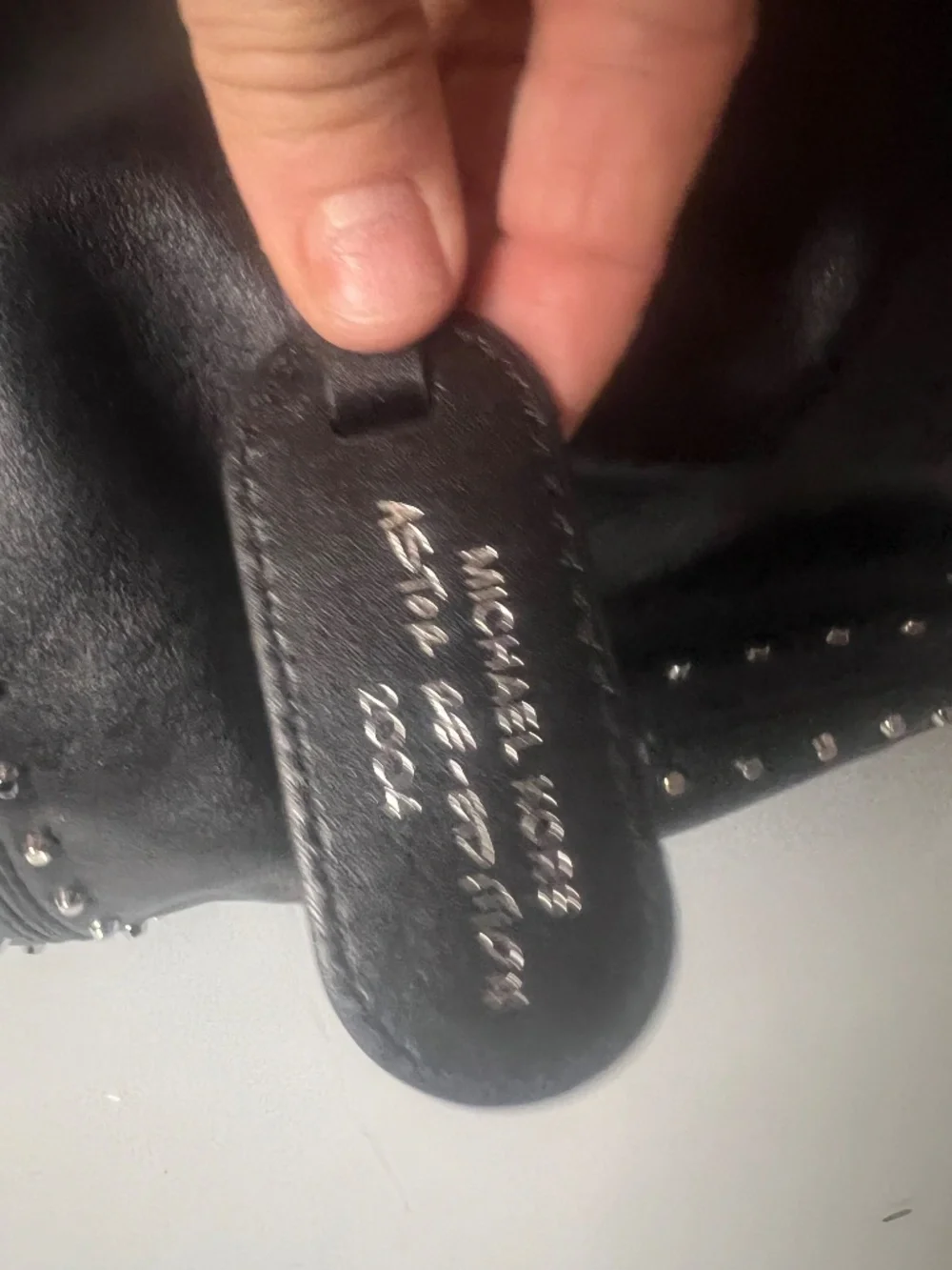 Michael Kors, black leather studded satchel Astor re-edition 2004